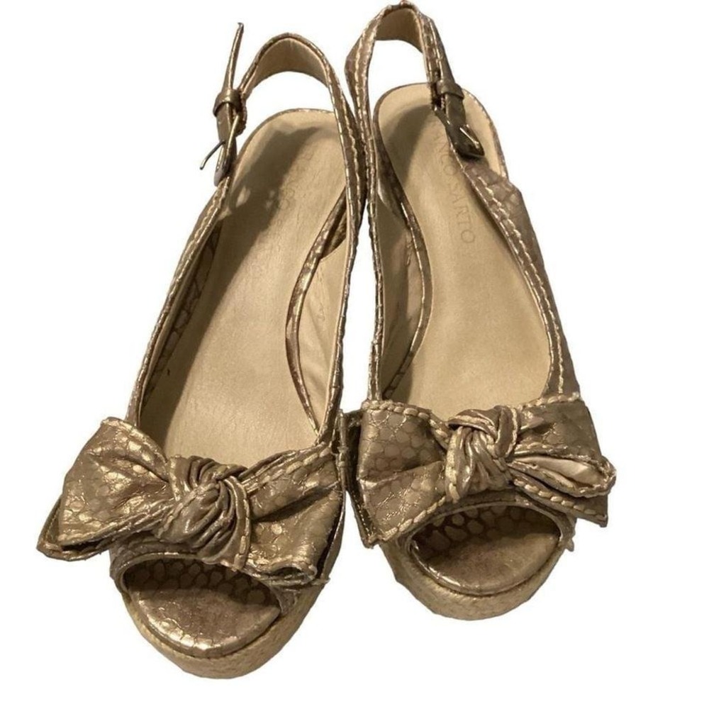 Franco Sarto golden wedge sandals size 6.5‎